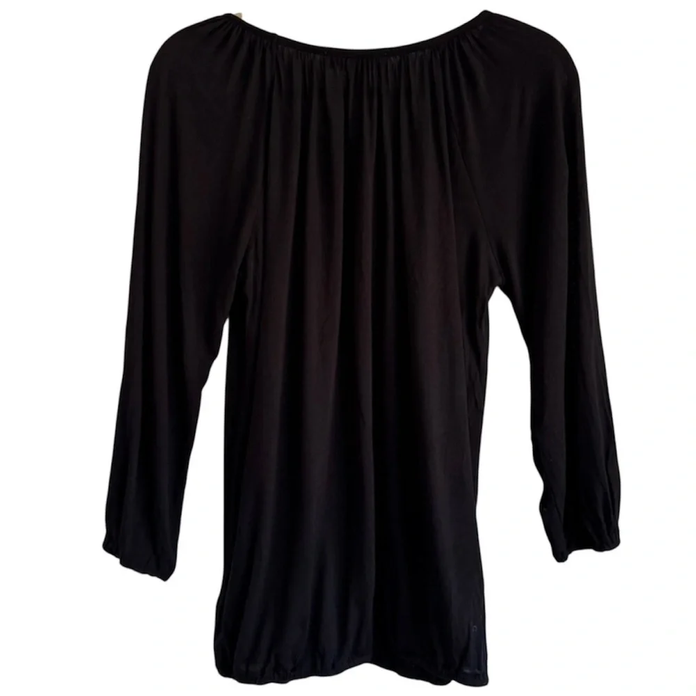 Michael Kors Black Long Sleeve Cotton Scoopneck Top Casual Blouse Medium